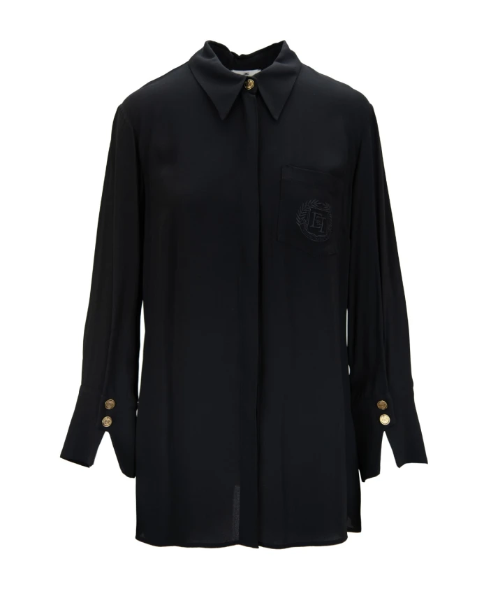 

Блузка с длинными рукавами и золотыми пуговицами Elisabetta Franchi, черный