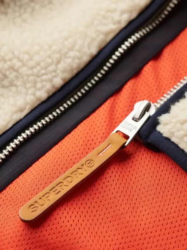 Винтажная ретро флисовая куртка на молнии Superdry, Oatmeal Beige — фото 4