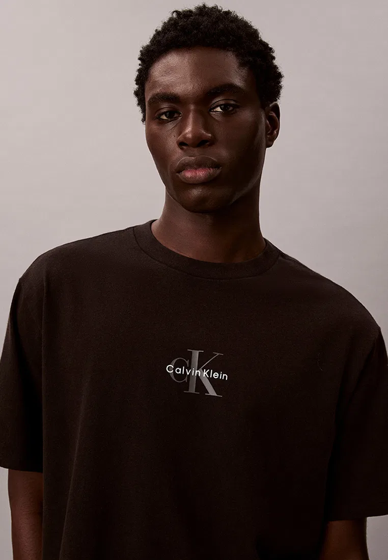 Футболка с монограммой, оверсайз, Calvin Klein Jeans, черный — фото 3