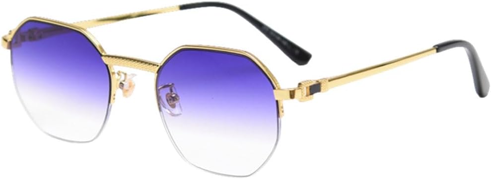 

Солнцезащитные очки MUTYNE Blue Polygon для женщин, полуоправа из металла для мужчин, восьмиугольные градиентные линзы для мужчин, защита от УФ-излучения UV400, Gold Purple Blue