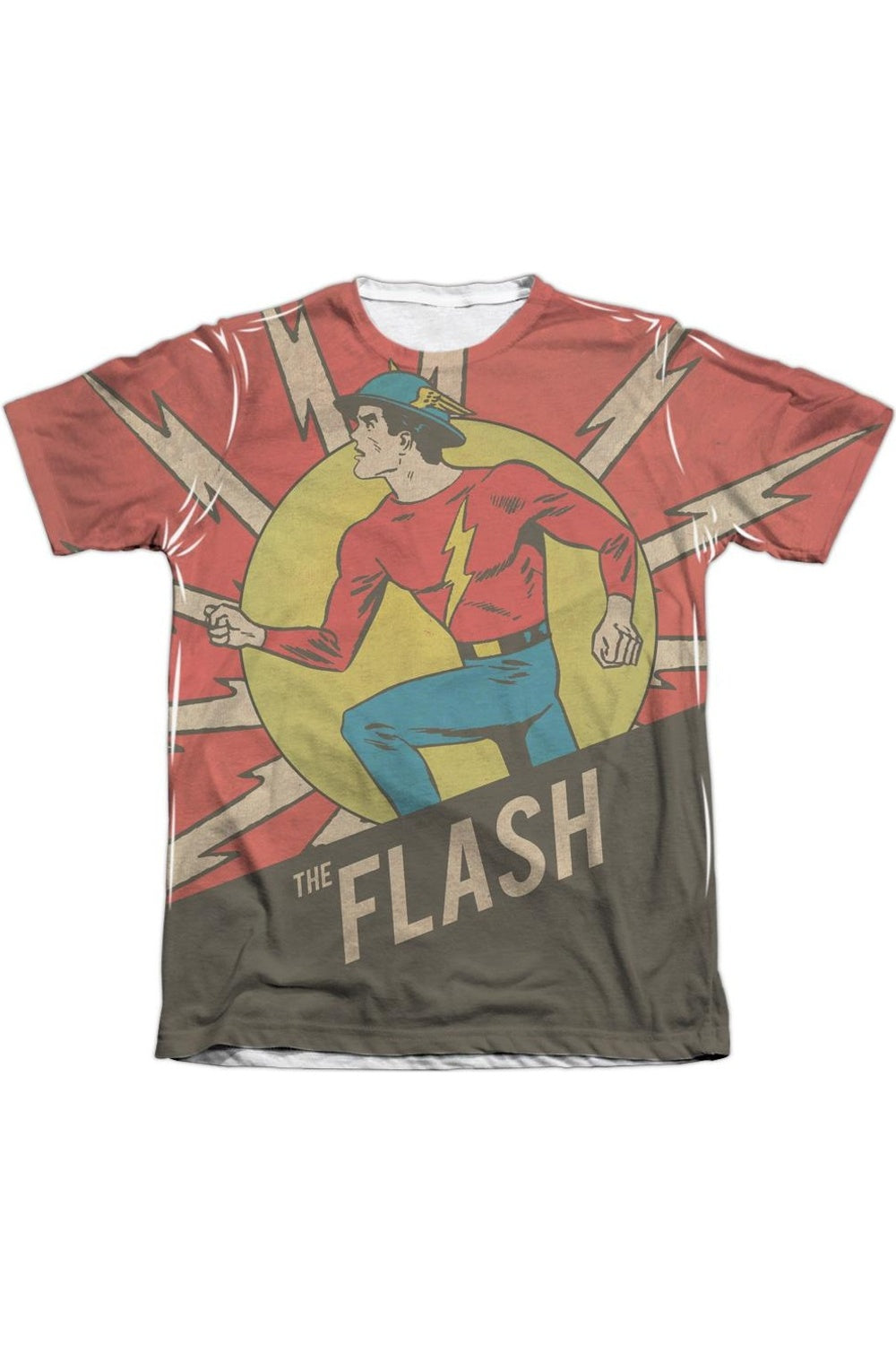 

Футболка с коротким рукавом из полиэстера/хлопка для взрослых с принтом «DC Comics Flash Vintage Comic Flash» Gildan, белый