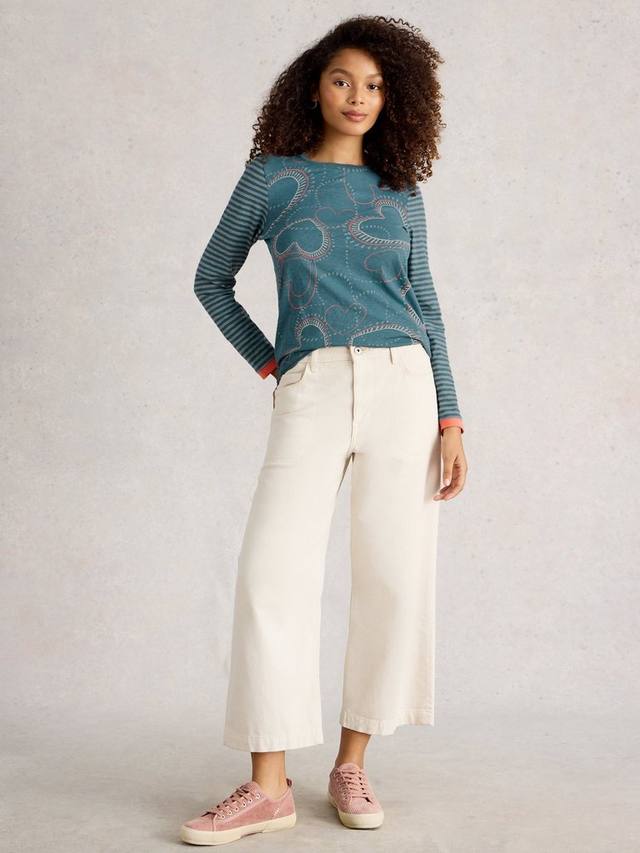 

Топ с полосатыми рукавами Clara Heart White Stuff, Blue/Multi