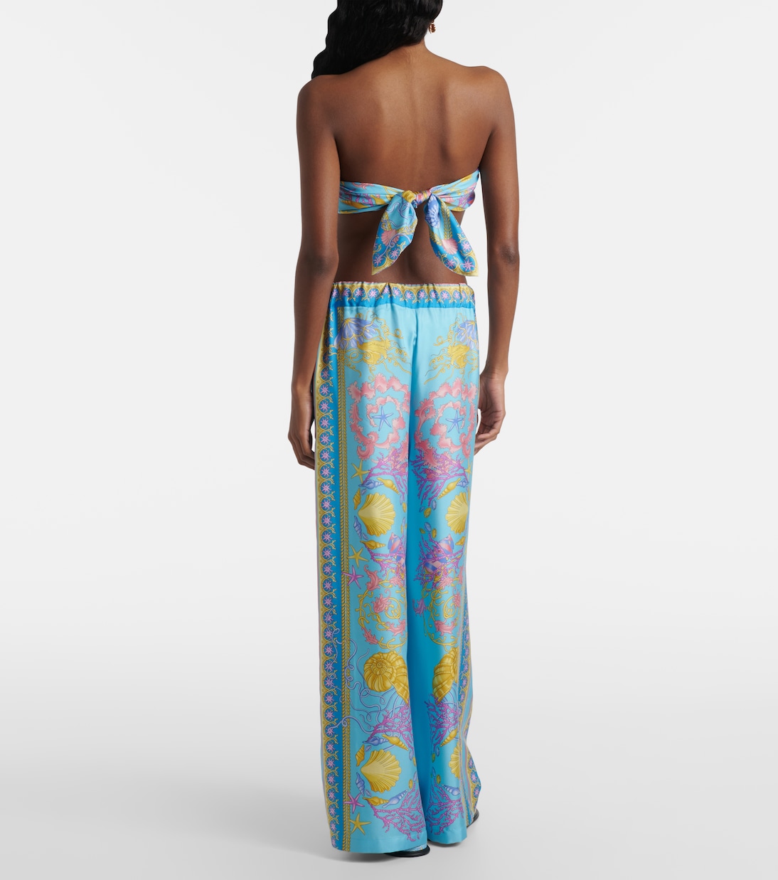 Купальник бандо Underwater Barocco с узором "ёлочка" Versace, Azur+Multicolor — фото 3