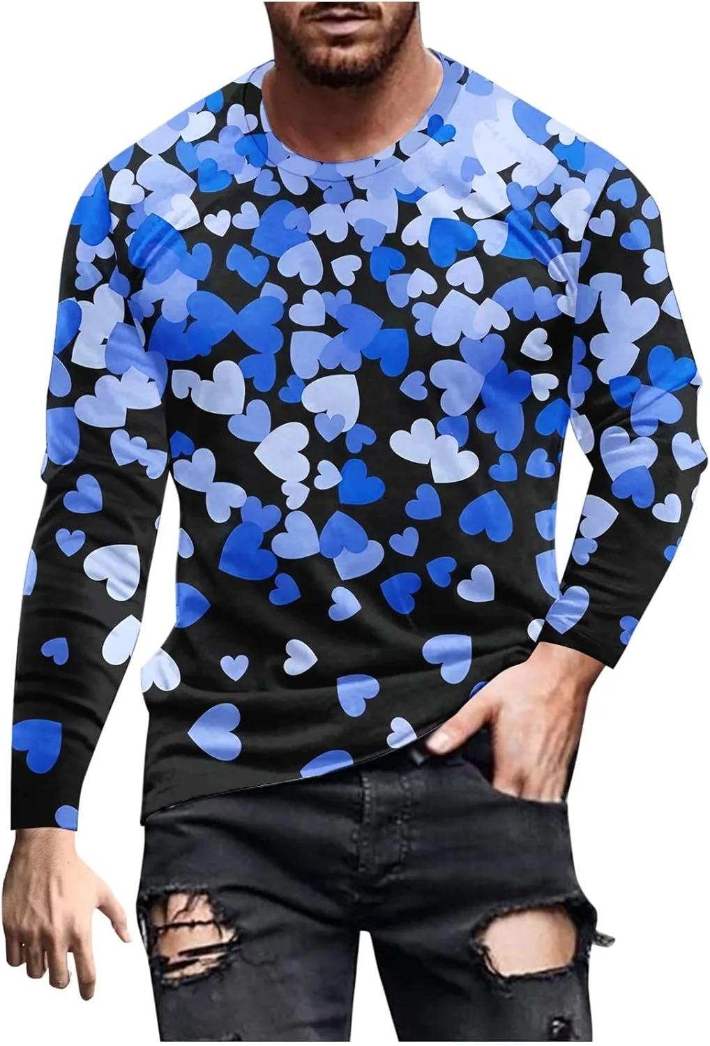 

Футболка Love Heart для мужчин, длинный рукав, спортивная