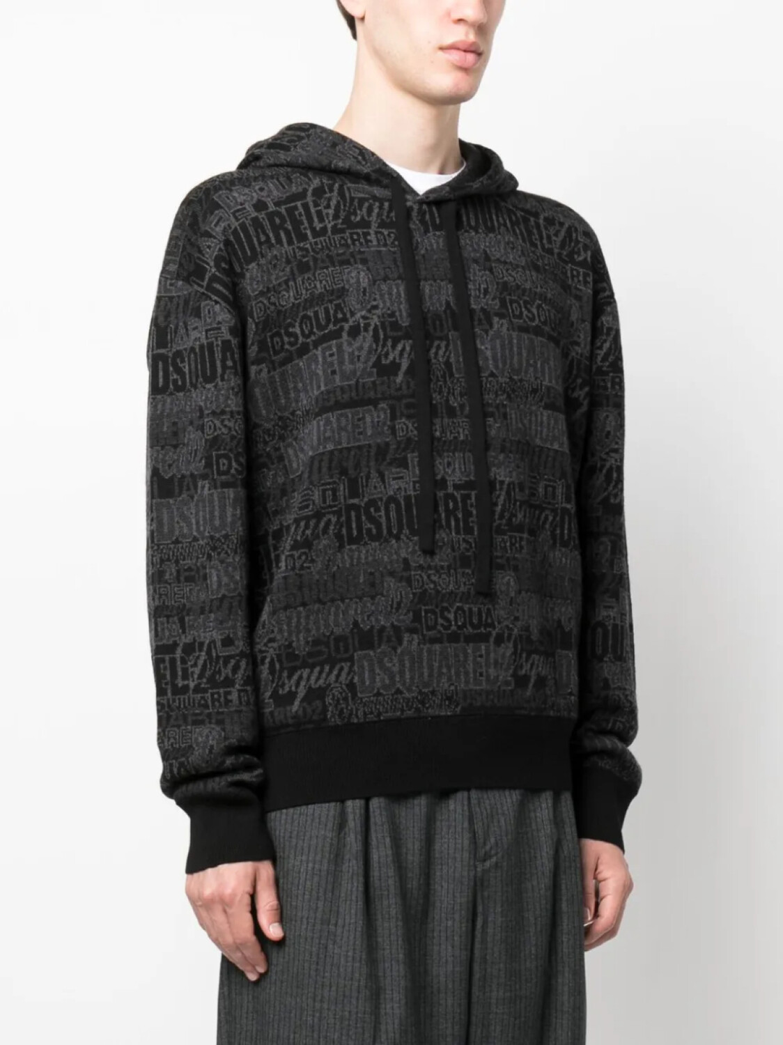 

DSQUARED2 худи вязки интарсия с кулиской, серый