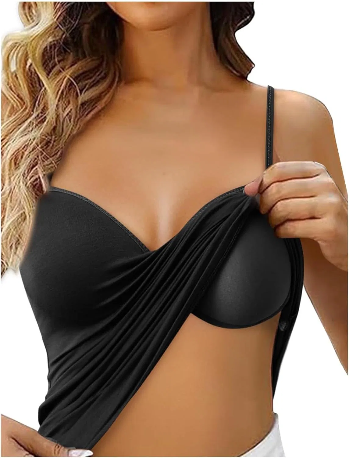 Топ-майка с встроенным бюстгальтером Push Up, Women, B19 Black