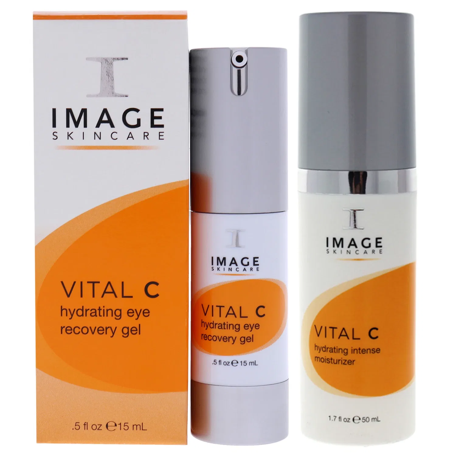 Набор Vital C Hydrating Eye Recovery Gel и Vital C Hydrating Intense Kit от Image для мужчин и женщин - комплект из 2 предметов: гель 0,5 унции, увлажняющий крем 1,7 унции, белый
