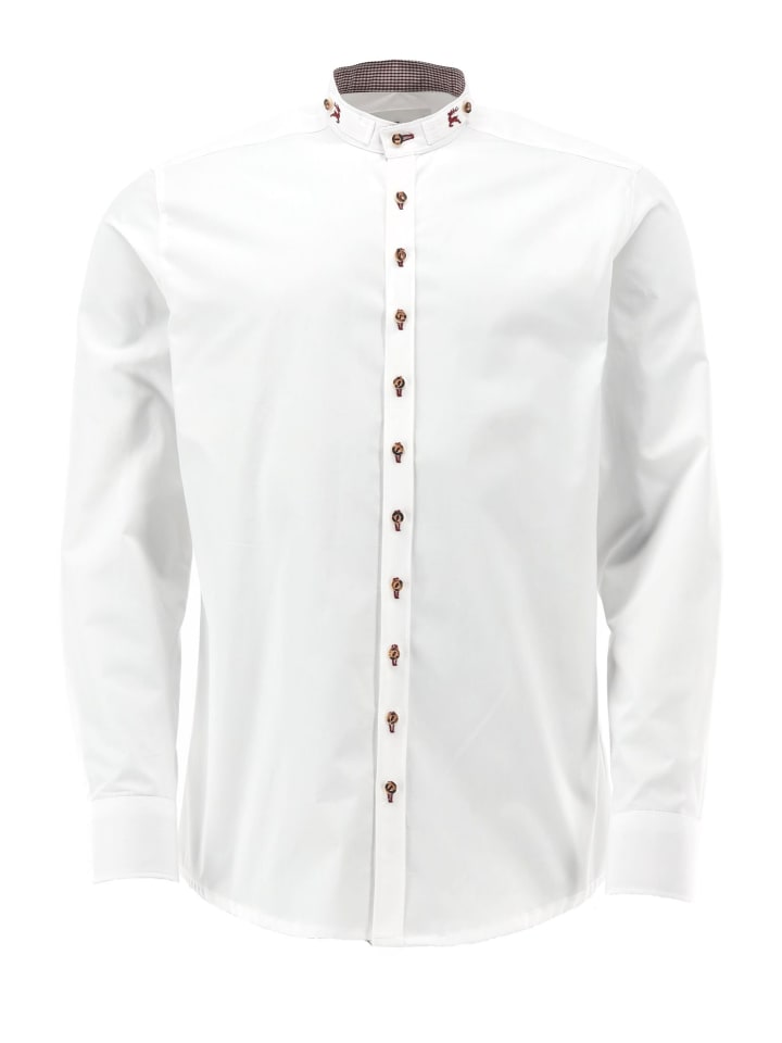 

Традиционная рубашка Омсая белого и бордового цветов OS-Trachten