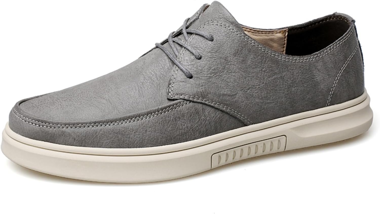 

Мужские кожаные туфли на шнуровке, классический квадратный носок, повседневные деловые формальные туфли, с контрастной подошвой и минималистичным дизайном Kpdwfms, серый