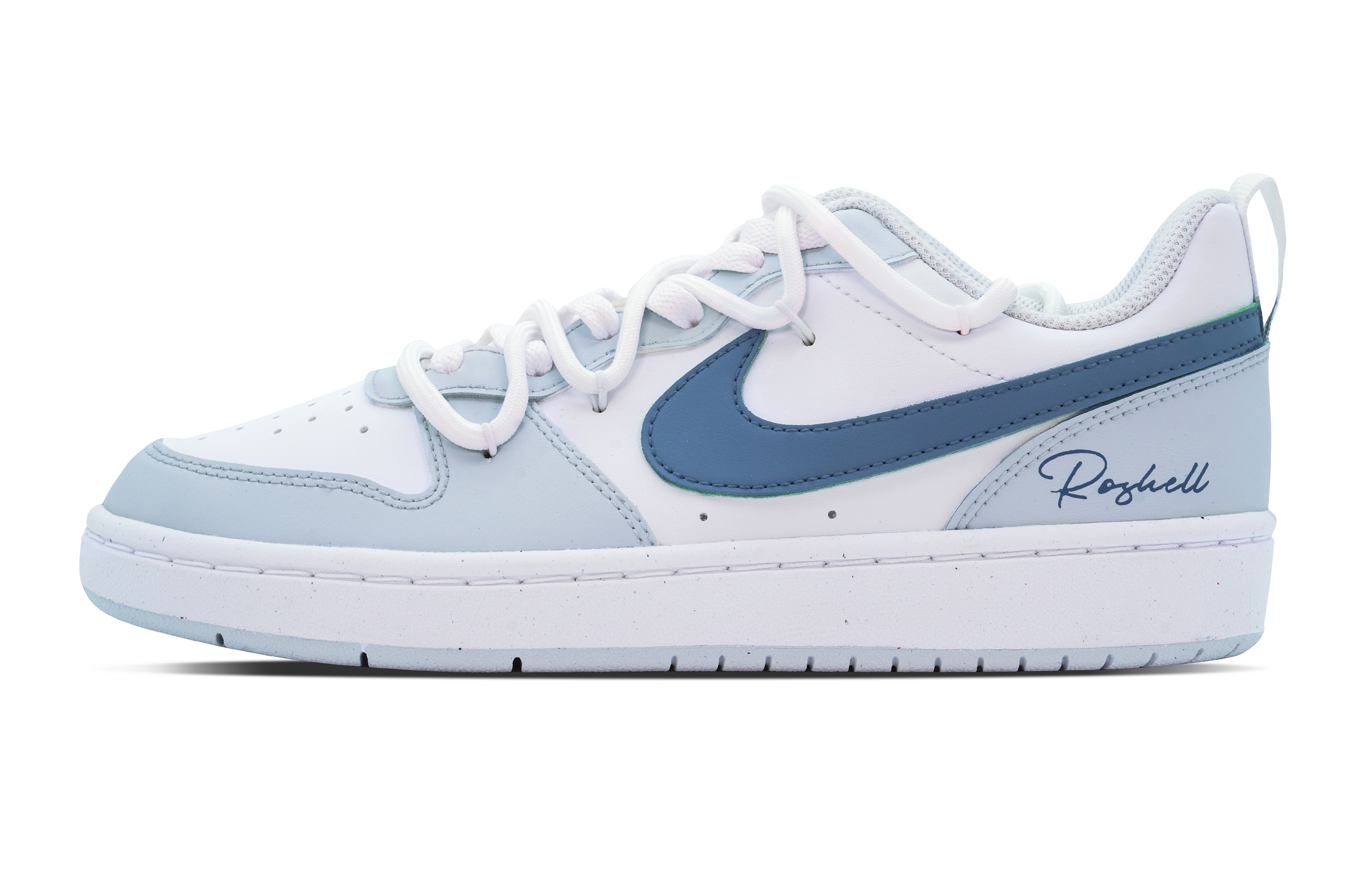 

Кроссовки Nike Court Borough Skateboard Shoes Women's Low-Top White Blue, Синий, Кроссовки Nike Court Borough Skateboard Shoes Women's Low-Top White Blue