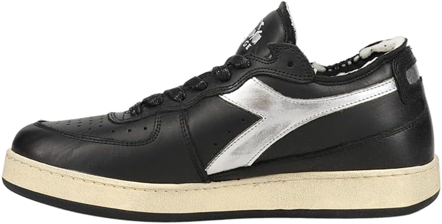 Мужские кроссовки Diadora Mi Basket Row Cut New Moon Metallic на шнуровке, повседневные - черные — фото 3