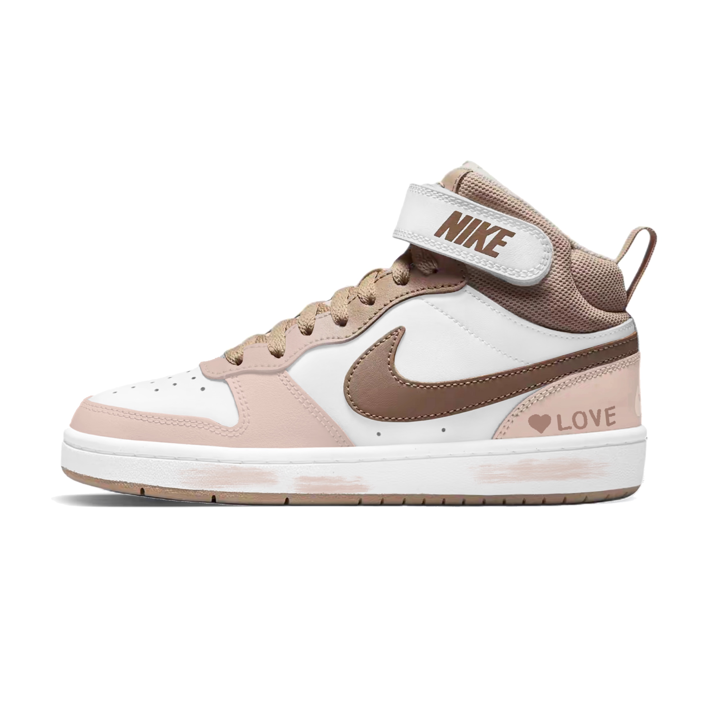Nike Court Borough Peach Pink нескользящие устойчивые к истиранию высокие детские скейтбординг кроссовки Pink — фото 3
