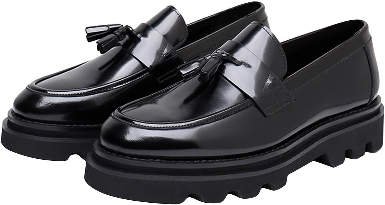 

Мужские лоферы Santimon с кисточками и застежкой без шнуровки - классические туфли из лакированной кожи для повседневной носки, работы, свадеб и выпускных - современные пенни-лоферы для костюмов и смокингов, черный