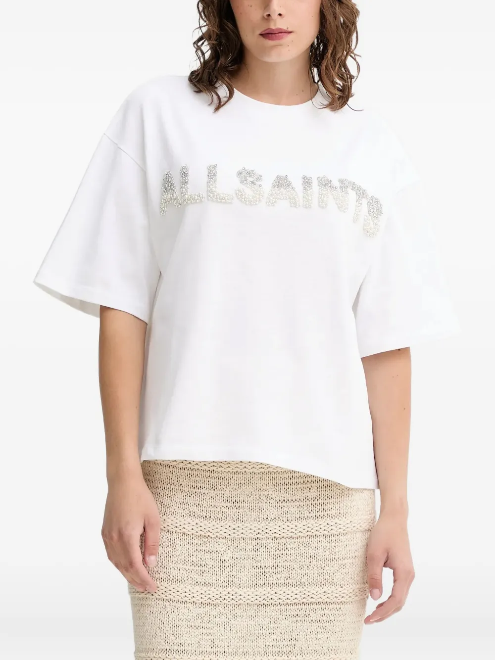 

Футболка Амели, украшенная жемчугом AllSaints, белый