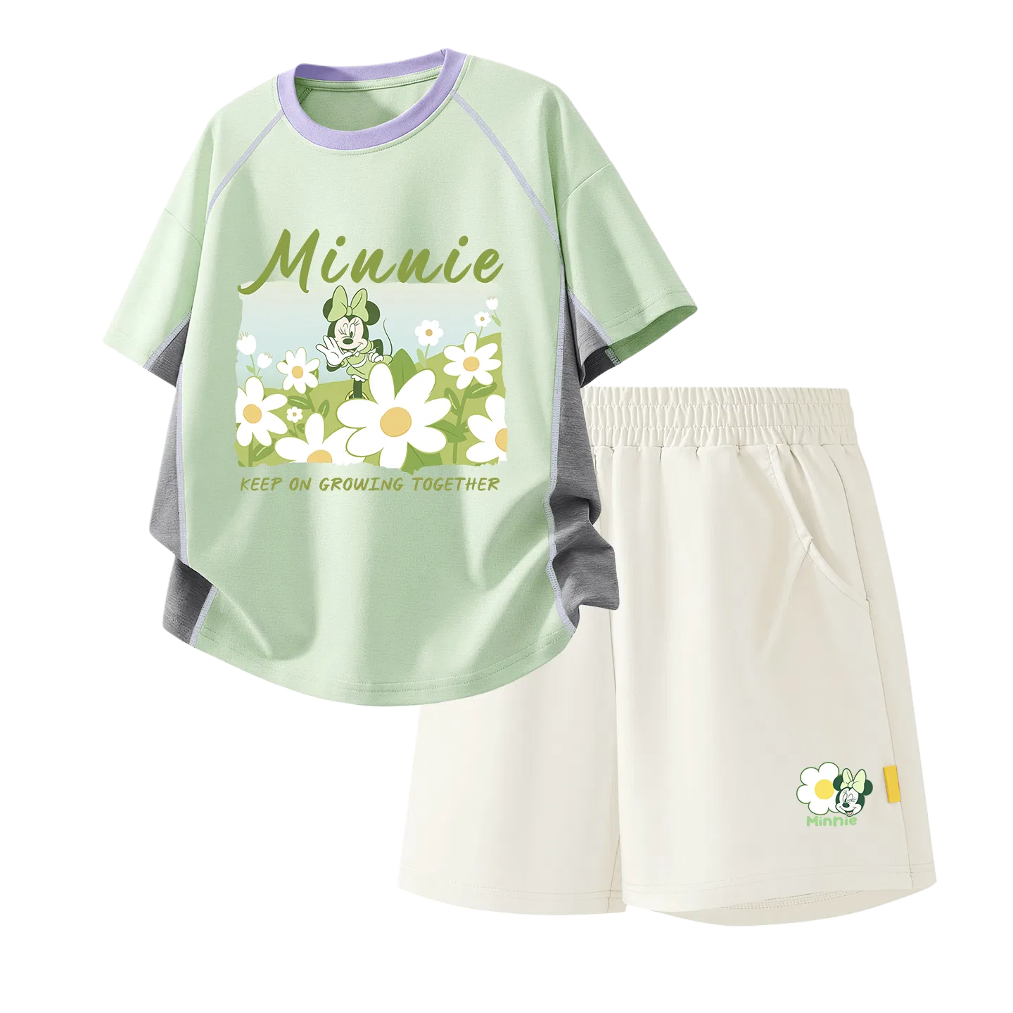 Детский спортивный костюм Casual Sportswear Two Piece Set Disney, Di Floral Green+Di Floral K_Bottom Right Mist White