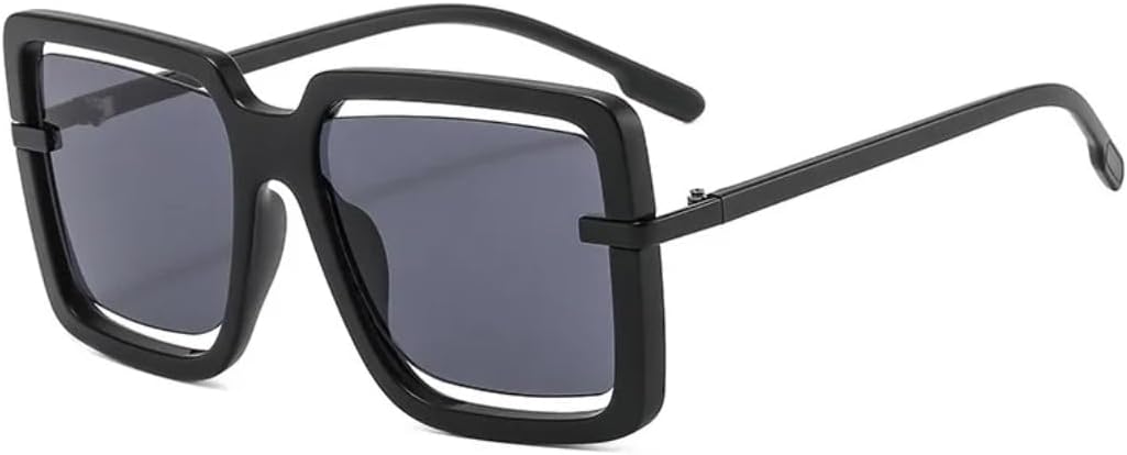 

Большие квадратные солнцезащитные очки для женщин, с полой внутренней отделкой, винтажные очки Boundless, защита от УФ-излучения UV400 для мужчин, роскошные очки UATXTAU, Black