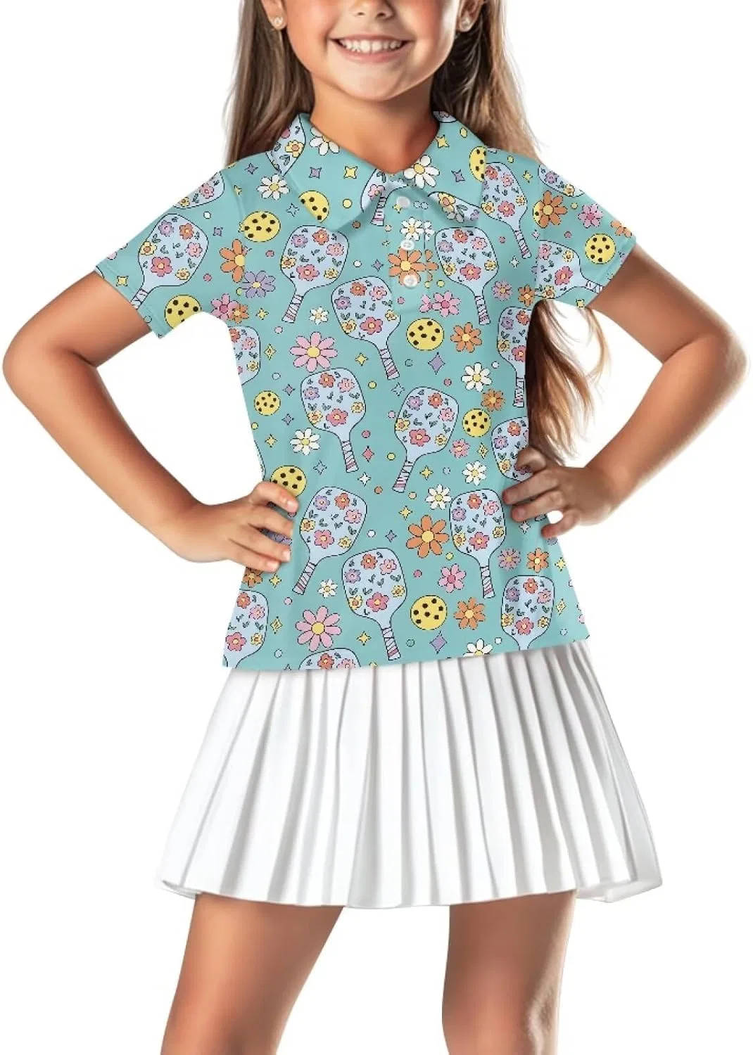 Детская поло для гольфа Snilety, Green Floral