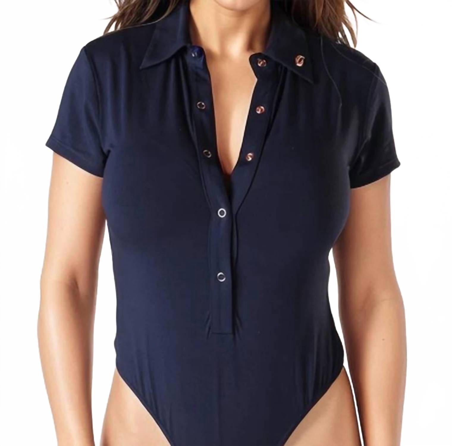 

Гольф поло боди с короткими рукавами в темно-синем цвете Foreplay Golf