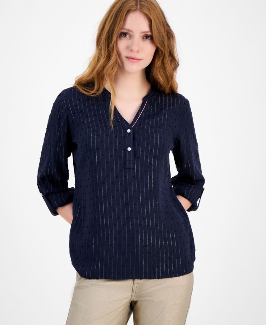 

Женская блузка-топ с блестками и точечным рисунком Tommy Hilfiger, Sky Captain/ Gold