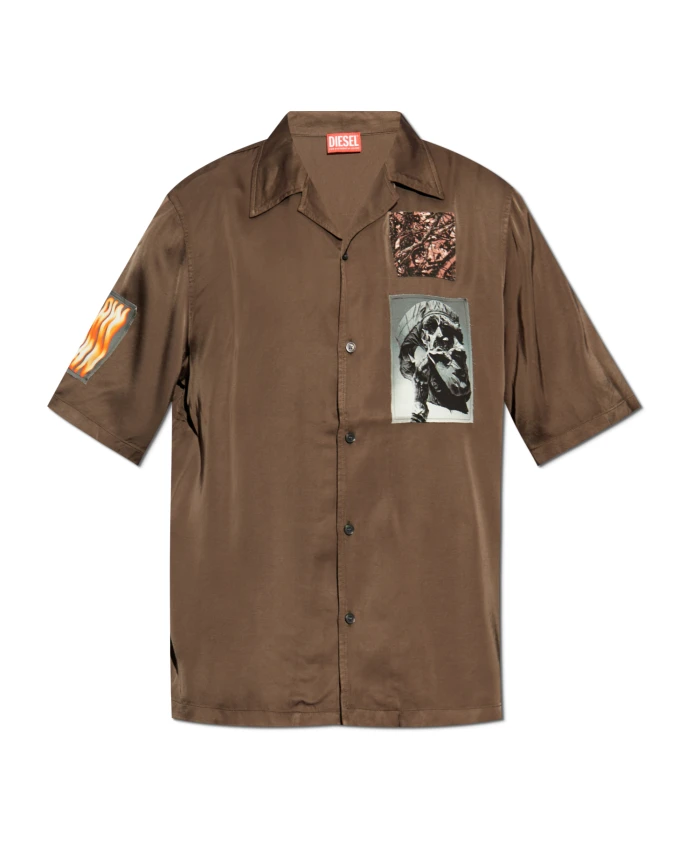 

Рубашка с коротким рукавом Diesel, коричневый