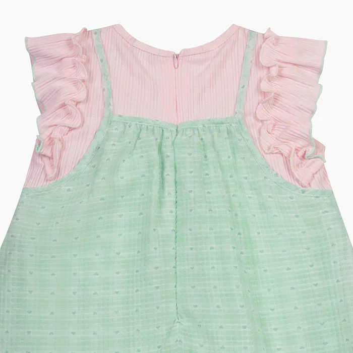 Детское платье Lovely Check Emboss, мятное, от Benetton Kids — фото 4
