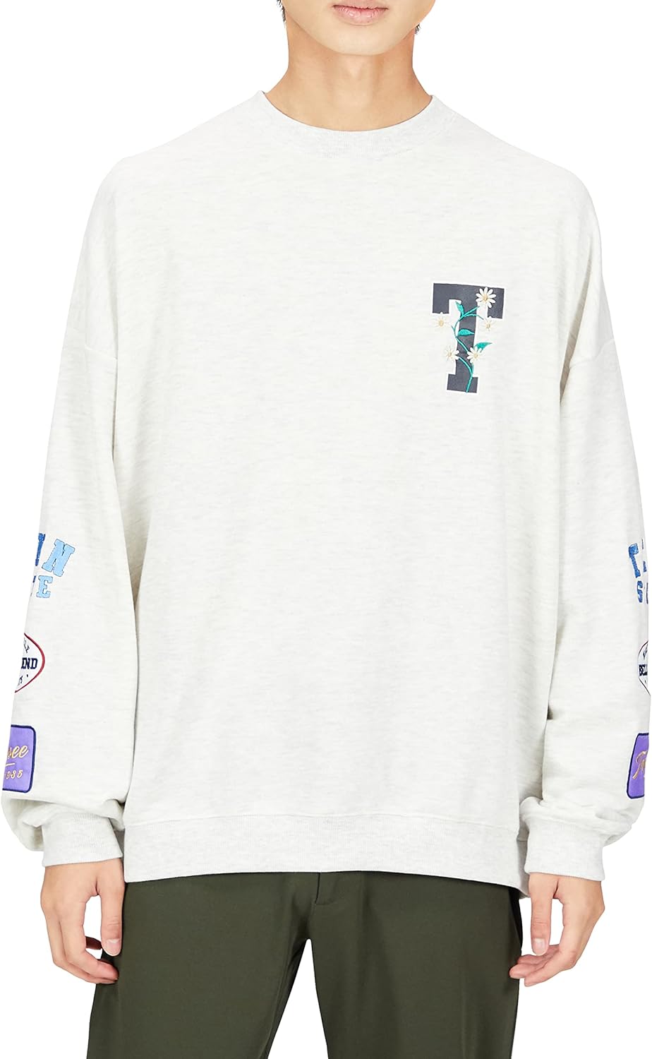 

Мужская толстовка Jun Red ANM82110 с нашивкой на рукаве, свободного кроя Junred, серый