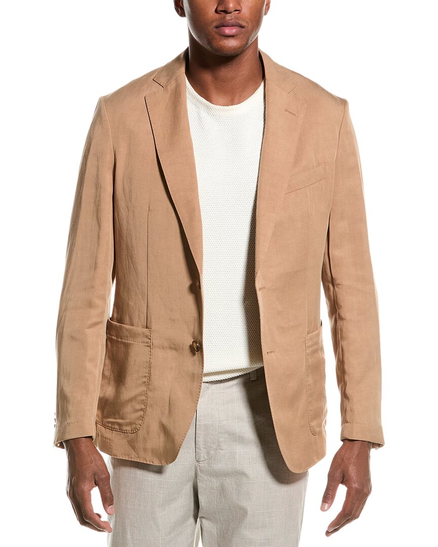 

Блейзер BOSS Hugo Boss Hanry из льняной ткани, бежевый