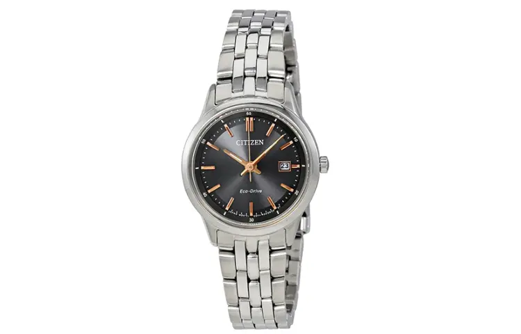 

CITIZEN Часы Solar Quartz Movement Stainless Steel Strap Watch 28mm Women's Watch Black Dial EW2400 58H, Black Dial