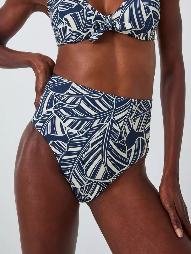 

Низ бикини John Lewis Bali Palm High Waist Bikini, темно-синий