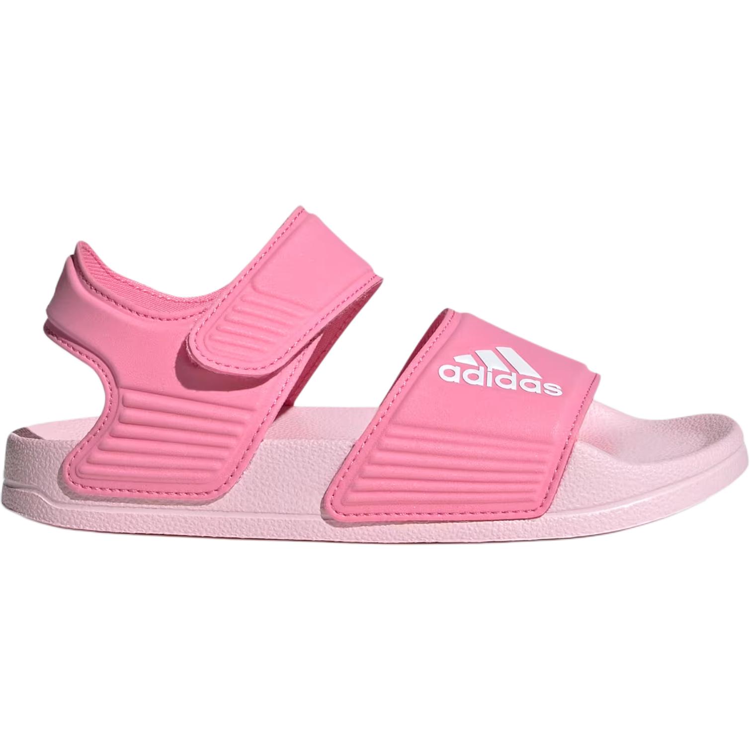 Детские сандалии Adilette с противоскользящей амортизацией и низким верхом Adidas, розовый — фото 2