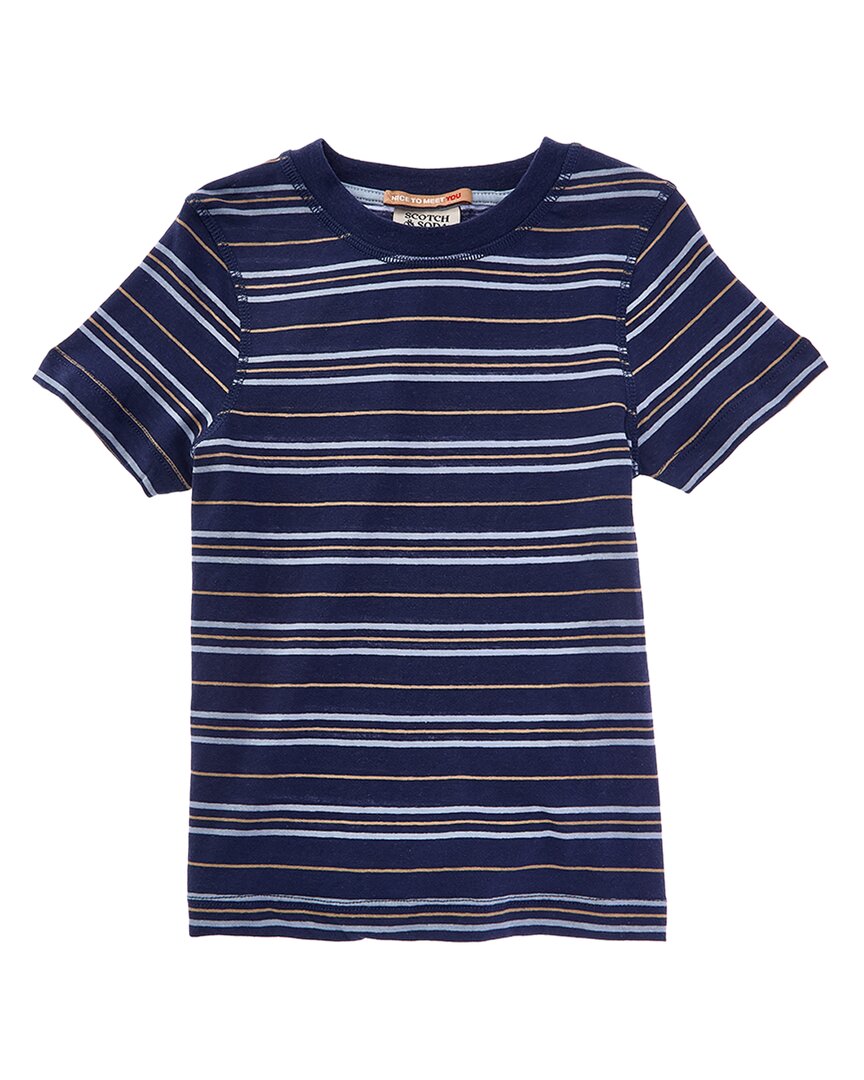 Футболка свободного кроя Scotch & Soda из окрашенной пряжи и смеси льна, синий — фото 2
