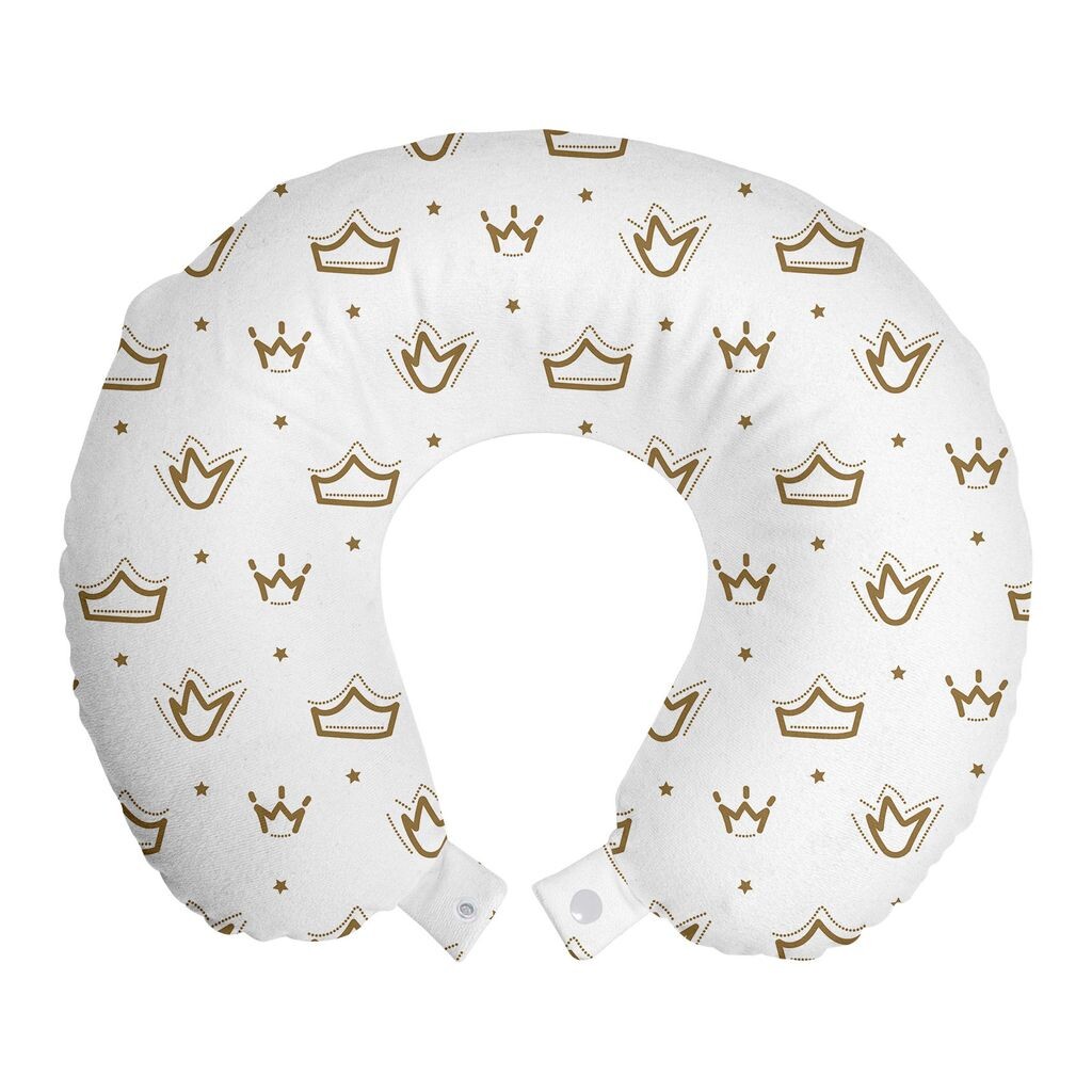 

Подушка для путешествий ABAKUHAUS Crown, поддержка шеи, украшение Palace King Queen, пенопластовый дорожный предмет для самолета и автомобиля, 30x30 см, темно-хаки и белый