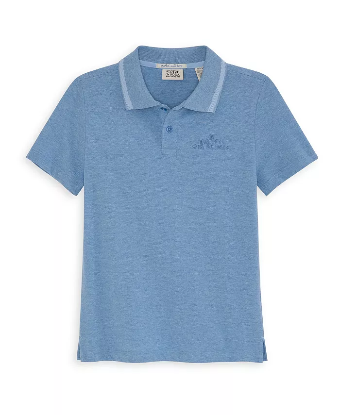

Поло из пике с эффектом хизера для мальчиков-подростков SCOTCH & SODA, синий