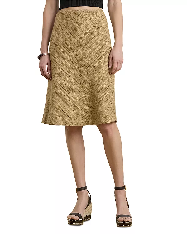 

Юбка из твида с льняной смесью в елочку Ralph Lauren, коричневый