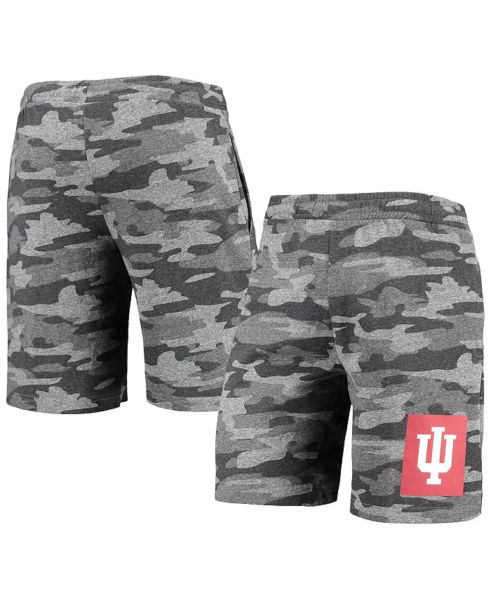 

Мужские шорты для отдыха Indiana Hoosiers камуфляжные серые с начесом Concepts Sport