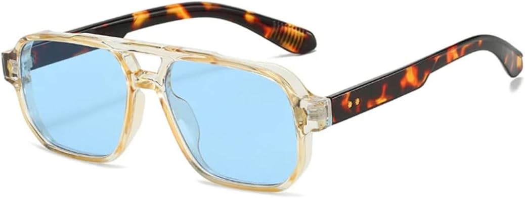 

Солнцезащитные очки для мужчин и женщин - защита UV400 - двойные перемычки, прозрачные линзы цвета "океан", подходят для занятий спортом на открытом воздухе и вождения DSVIGF, Champagne Blue