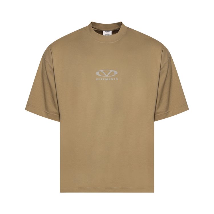 

Футболка Vetements Oval Logo Cropped Boxy T-Shirt Taupe, желто-коричневый