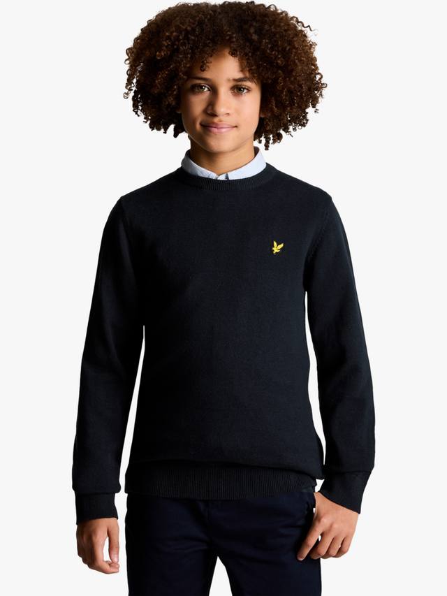 

Детский хлопковый джемпер свободного кроя с круглым вырезом Lyle & Scott, Dark Navy