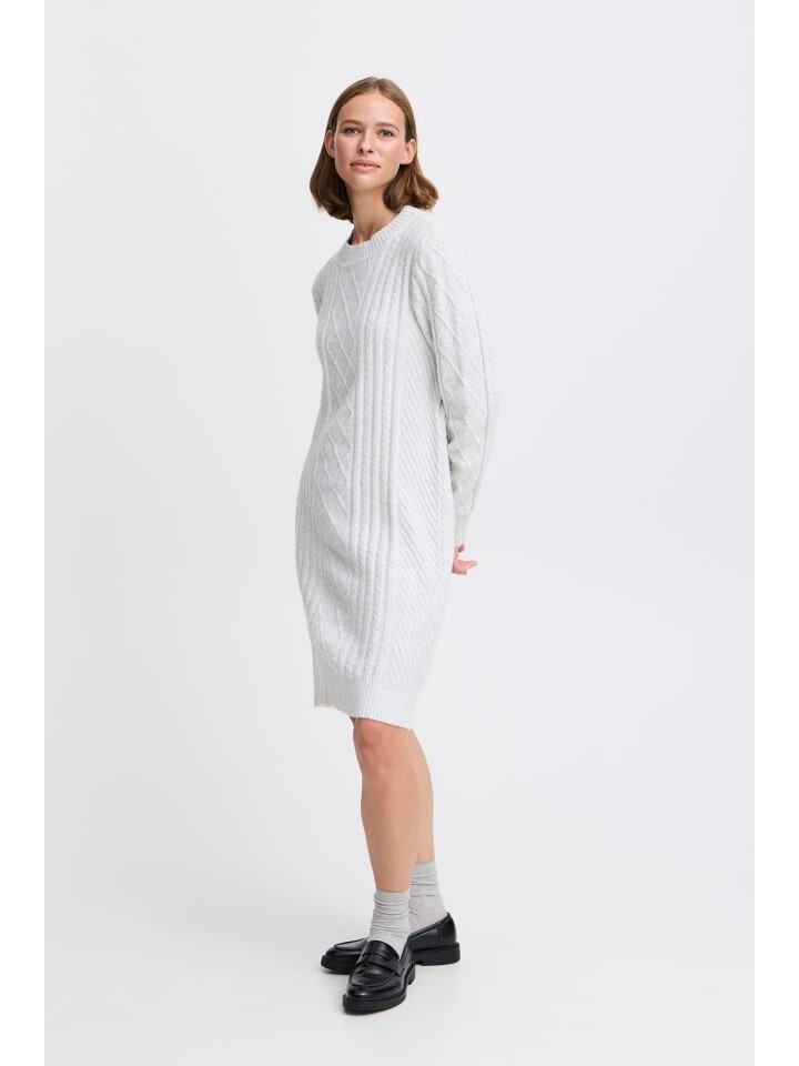 

Короткое платье b.young Strickkleid BYMEDI DRESS - 20815668 gestricktes Midi-Kleid, белый