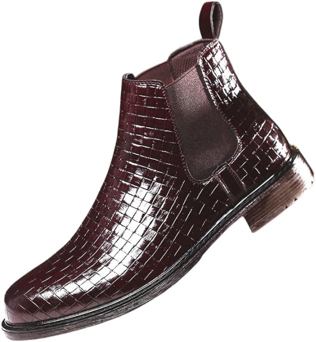 

Мужские мотоциклетные ботинки Combat Casual Chelsea Dress Boots для мужчин, износостойкие и не скользящие кожаные обуви, подходящие для вечеринок на открытом воздухе и офисов Hhhchpm, Claret