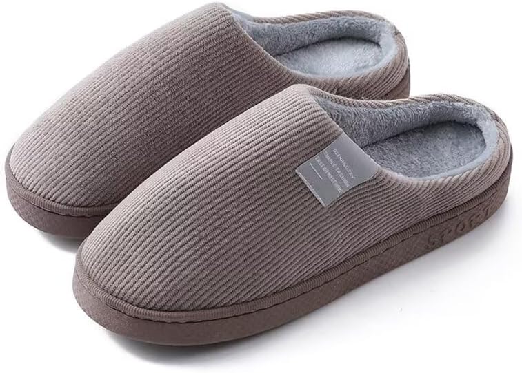 

Женские и мужские нескользящие удобные теплые хлопковые домашние тапочки Zonkacen, Coffee