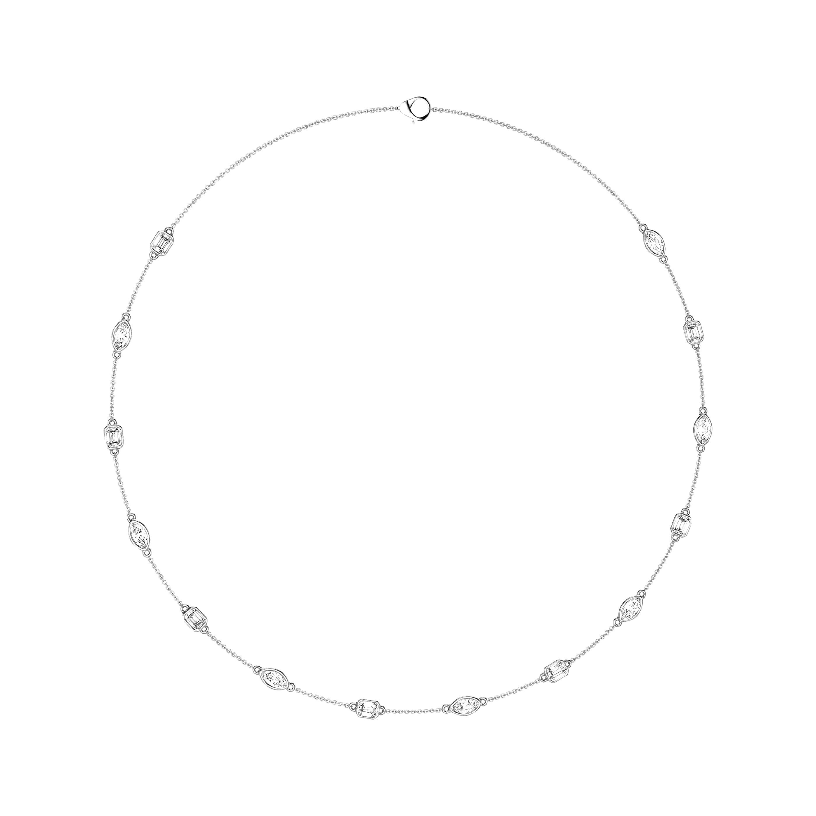 

Женское ожерелье с 3-каратным изумрудом и выращенными в лаборатории бриллиантами огранки «маркиза» из 14-каратного золота Vir Jewels, белый