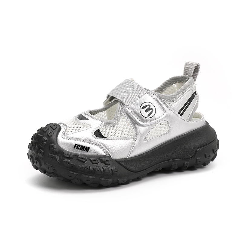 

Нескользящие, легкие, амортизирующие и дышащие, низкие повседневные кроссовки для детей FCMM, серебряный