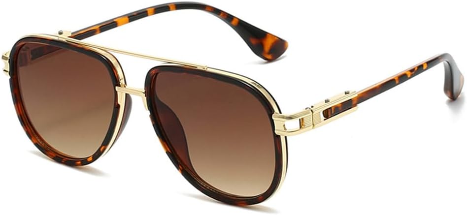 

Солнцезащитные очки UV400 с металлическими двойными перемычками и прозрачным градиентом для женщин и мужчин, для бега и занятий спортом на открытом воздухе UYPTK, Leopard Tea Gradient