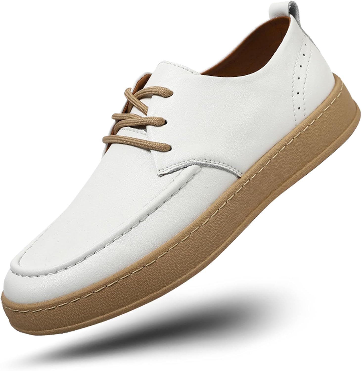 

Мужские модные повседневные оксфорды на платформе с перфорацией, легкие, на шнуровке, с мягкой подошвой, кожаные, для прогулок, удобные, для делового стиля Enjgu, белый