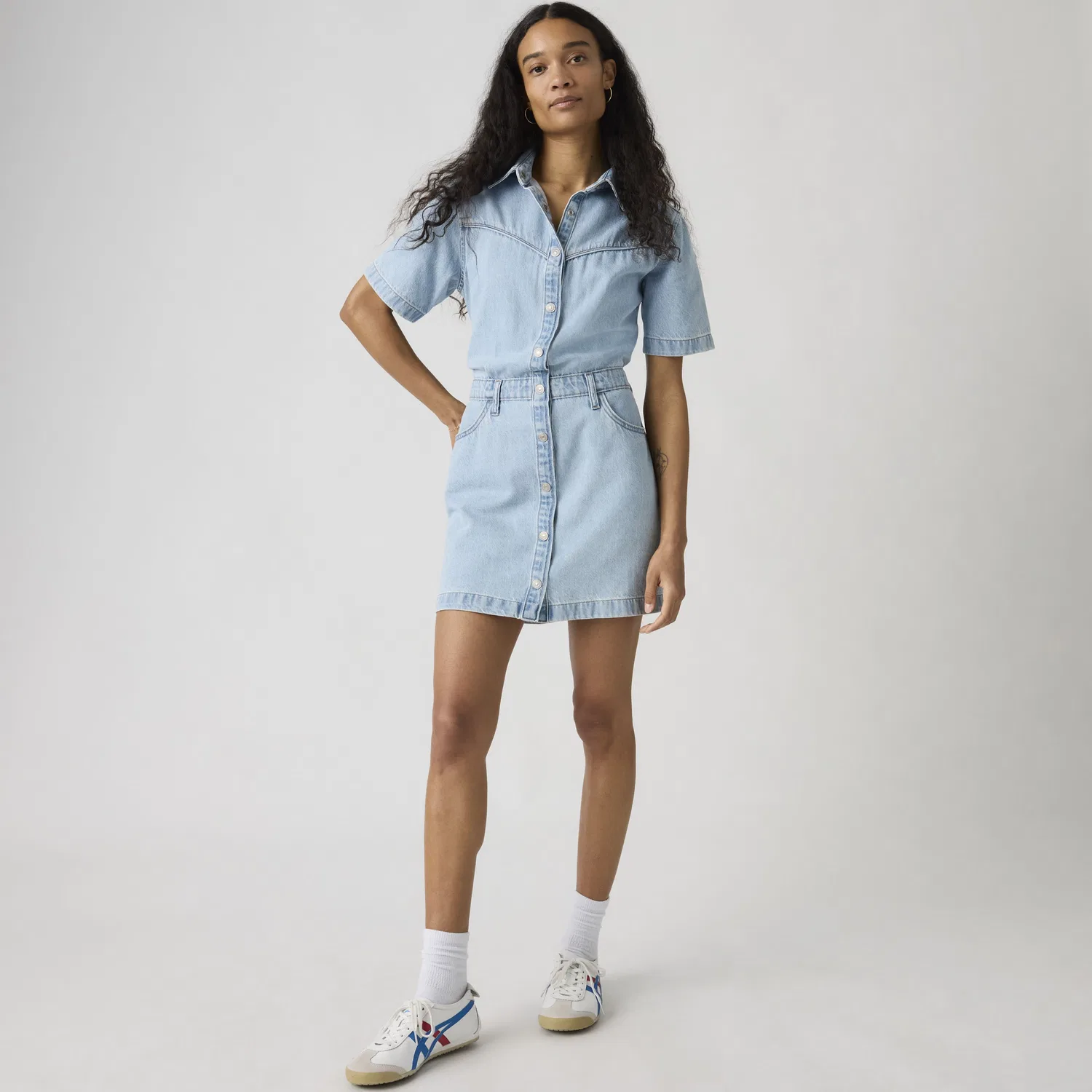 Платье-миди Logan в стиле вестерн с короткими рукавами Levi's, Light Wash