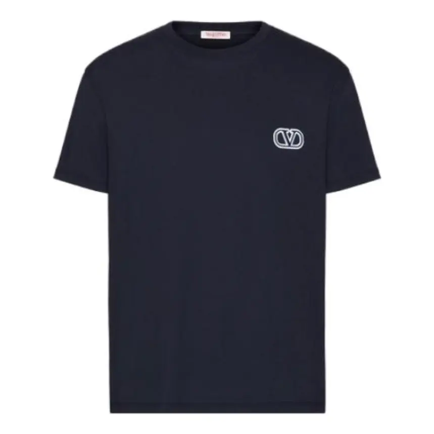 

Футболка Valentino Embroidered V Logo T-Shirt 'Navy', темно-синий