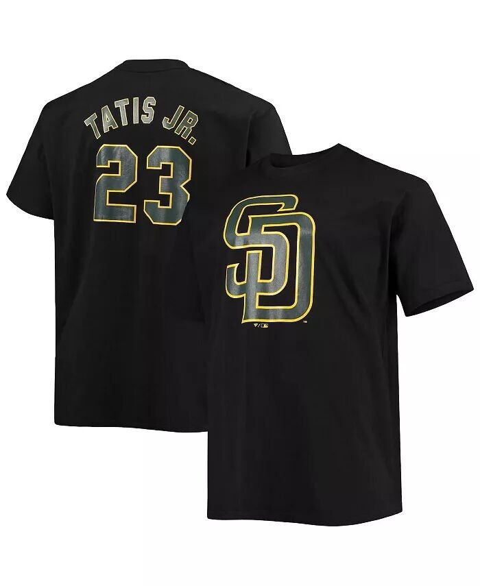 

Мужская футболка Fernando Tatis Jr. Black San Diego Padres Big and Tall с надписью и номером Fanatics