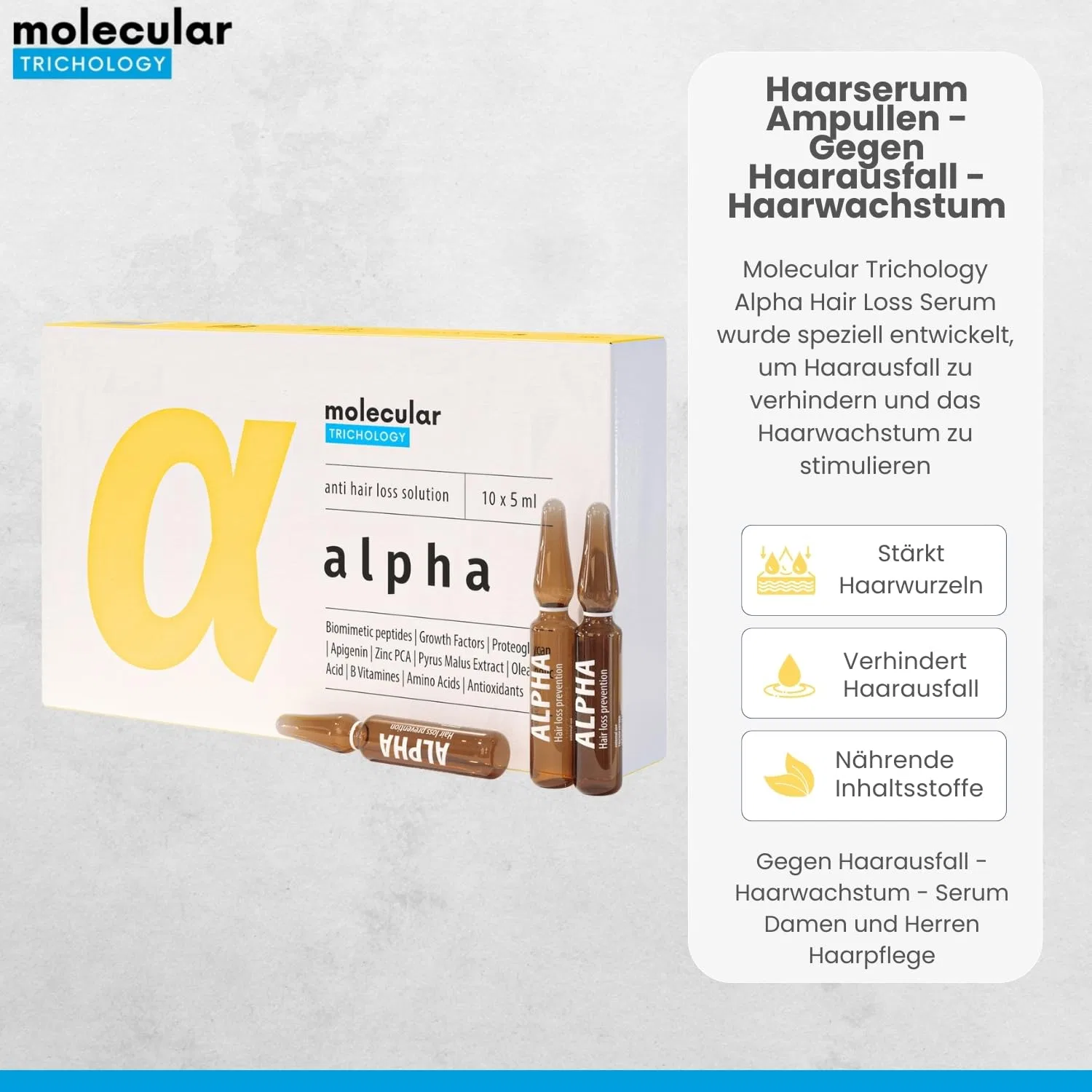 Сыворотка для волос Alpha Hair Serum Ampoules против выпадения волос 10 × 5 мл Molecular Trichology — фото 2