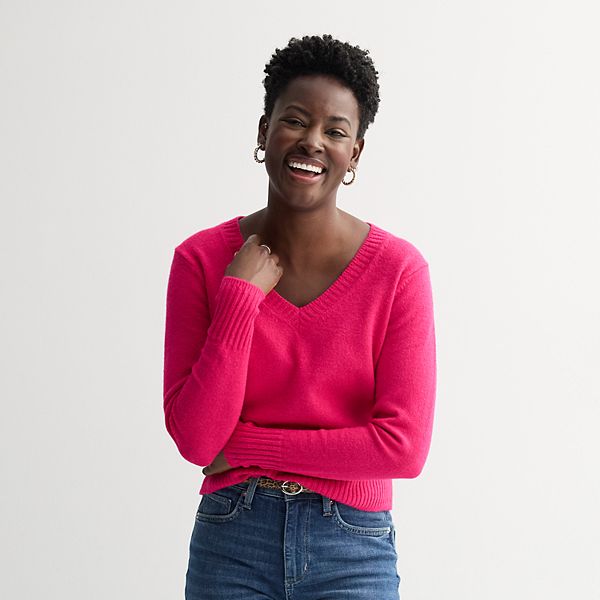 

Легкий свитер с V-образным вырезом Sonoma Goods For Life, Bright Pink